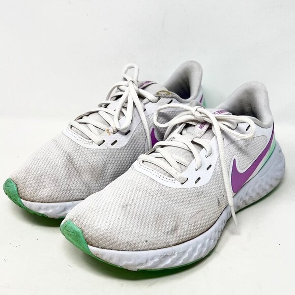 Nike Revolution 5 Womens Running Shoe White Pink Green BQ3207-111 Size 8 - Picture 3 of 16